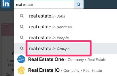 Searching real estate in LinkedIn groups